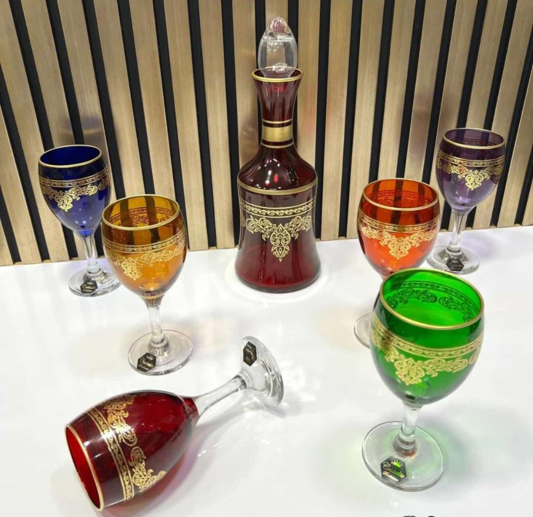 Image de ESSENCE OF MOROCCO Verres à jus Marocain Rose Fuchsia Or Peints et Décorés à la Main Design Classique - Unbranded