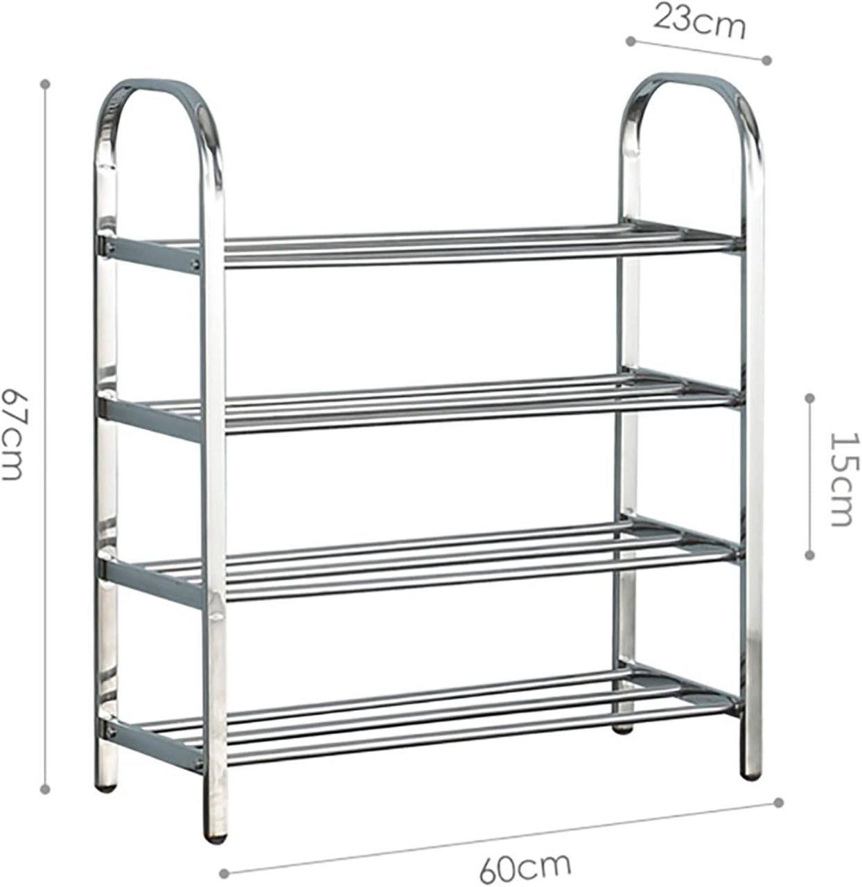 étagère à Chaussures Ménage 4 Couches Acier Inoxydable Rack de Stockage