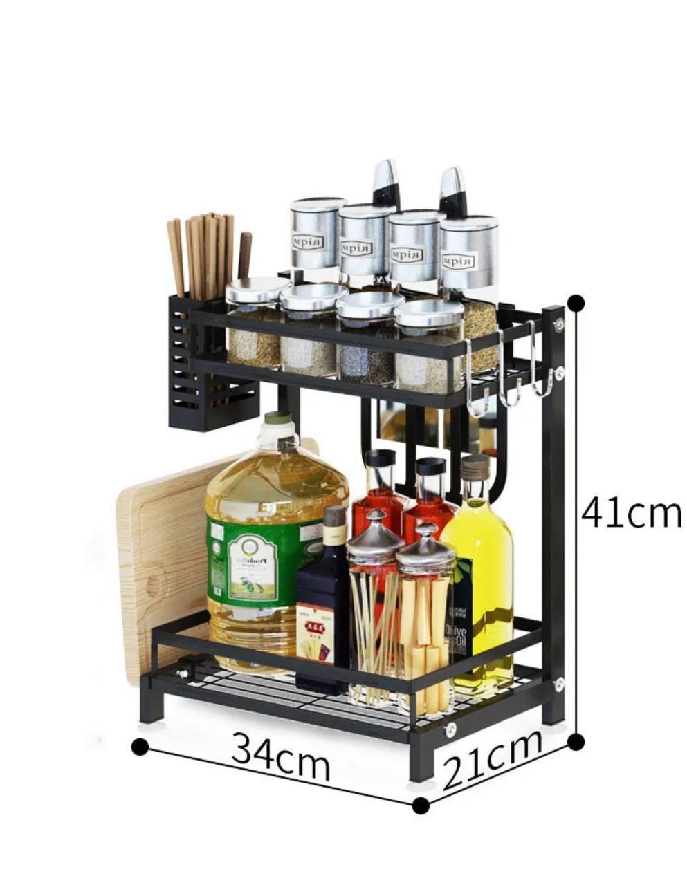 Étagère de cuisine à 2 niveaux pour épices, organisateur de plan de travail de cuisine pour pots à épices et égouttoir à vaisselle pour le rangement du plan de travail de la cuisine à domicile Marque : Uponer