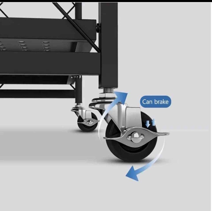 Image de Étagères de rangement à 4 niveaux pliables, capacité de charge de 50 kg, pour cuisine, garage, bureau, entrepôt, atelier, à la maison, étagère non amovible - Couleur noire - Unbranded