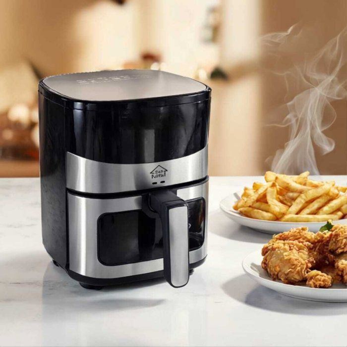 Friteuse à Air 6L + 2 Huiliers Offerts - Acier Inoxydable, Compacte, Durable + Panneau Tactile Multifonction-Italy Home