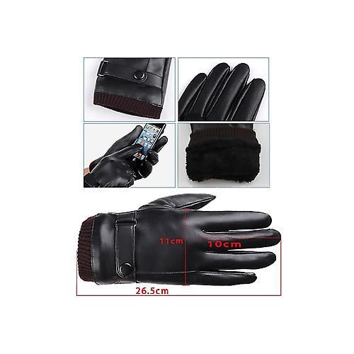 Image de Gants en Cuir Véritable pour Écran Tactile "Homme" - Unbranded