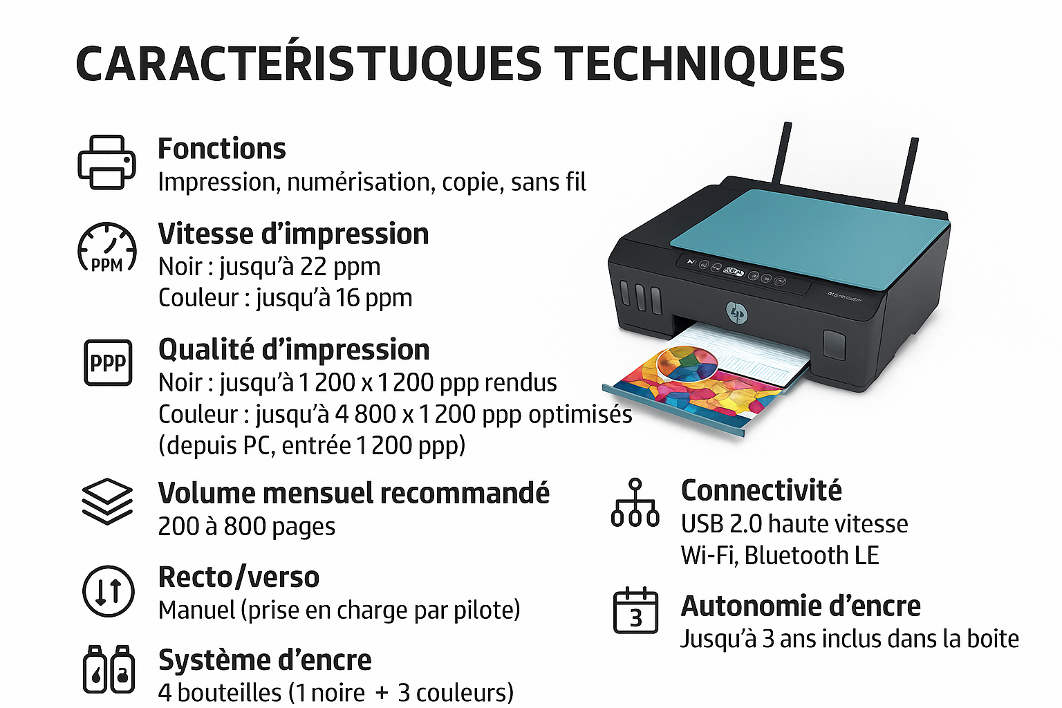 Image de Hp Imprimante à Rèservoires Tout-en-un Smart Tank 516 - 22 PPM