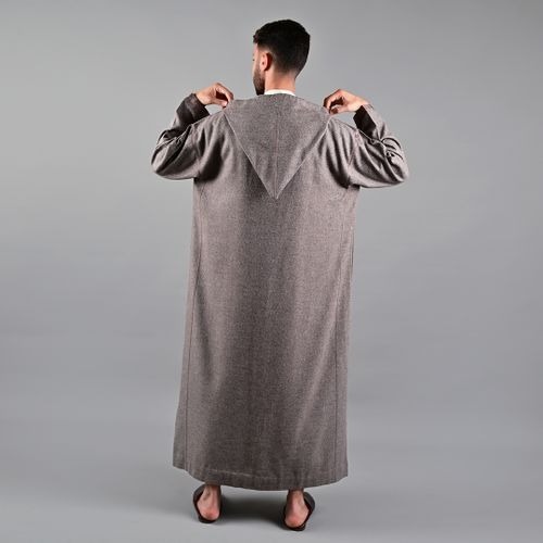 Image de Jabador Maroc Djellaba Flanelle Homme haute couture - Marron XXL - Unbranded