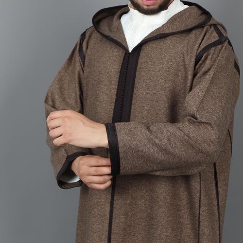 Jabador Maroc Djellaba Flanelle Homme haute couture - Marron