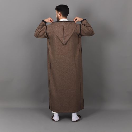 Image de Jabador Maroc Djellaba Flanelle Homme haute couture - Marron - Unbranded