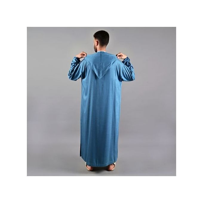 Jabador Maroc Djellaba Mlifa EXTRA Homme haute couture - Bleu pétrole