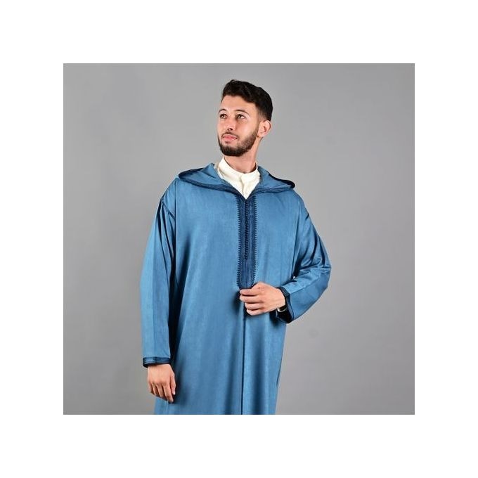 Image de Jabador Maroc Djellaba Mlifa EXTRA Homme haute couture - Bleu pétrole - Unbranded