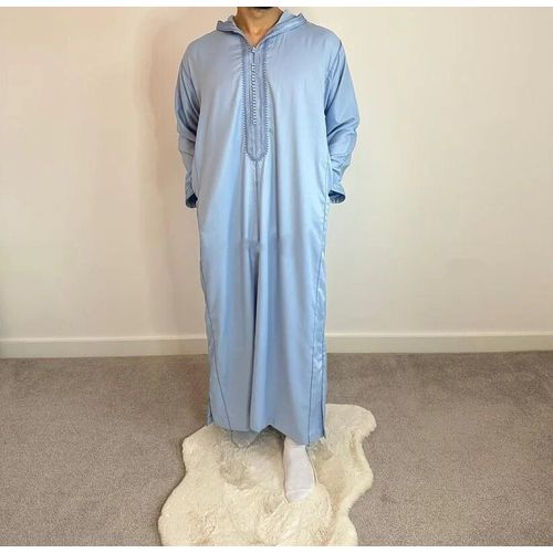 Jabador Maroc Djellaba Mlifa EXTRA Homme haute couture - Bleu Ciel
