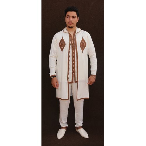 Image de Jabador Maroc Ensemble HAYTAM 100/100 coton haute couture- Blanc cassé - Unbranded
