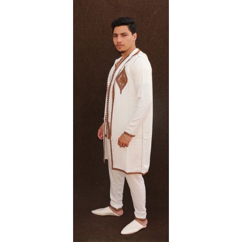 Image de Jabador Maroc Ensemble HAYTAM 100/100 coton haute couture- Blanc cassé - Unbranded