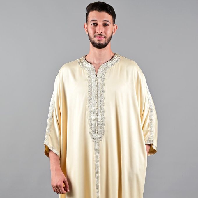 Image de Jabador Maroc Gandoura MLIFA a la main haute couture - crémé - Unbranded
