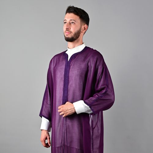 Jabador Maroc Gandoura soussdi à la main - Mauve