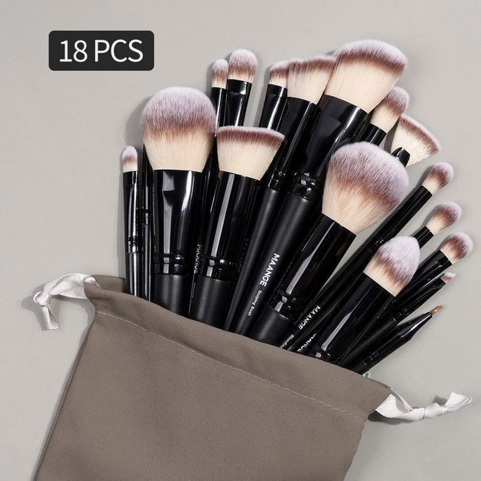 Image de Kit 18 Pinceaux de Makeup - Avec 5pcs houppette et sac-noir - Unbranded