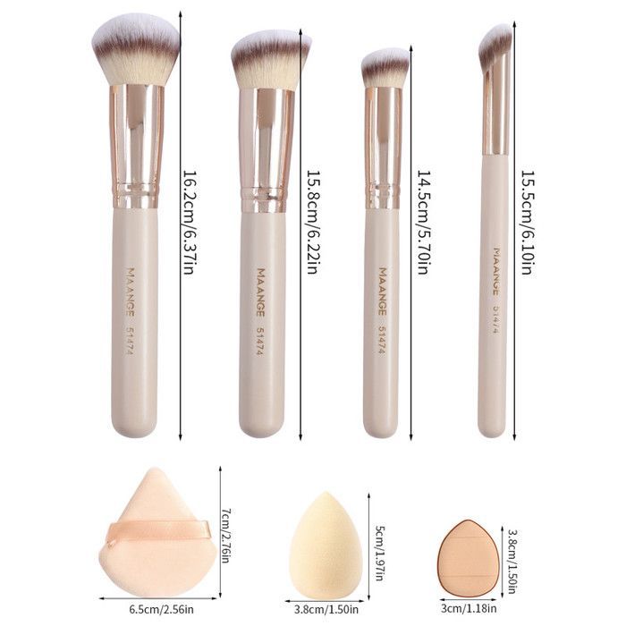 Image de Kit de pinceaux de maquillage - MAANGE - 4 pièces - Fibres synthétiques - Multifonctionnel - Lavable - Unbranded