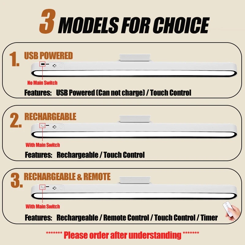 Image de Lampe Magnétique Réglable - 3 Couleurs et Batterie Rechargeable - Unbranded