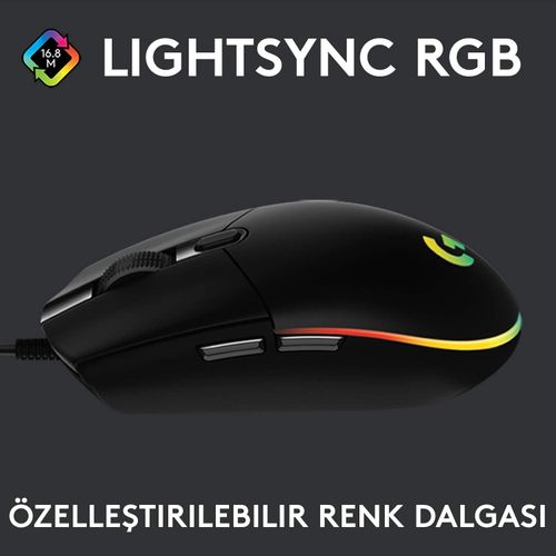 Image de LOGITECH G102 Souris de jeu légère avec éclairage RVB personnalisable, 6 boutons programmables, capteur de qualité de jeu, suivi 8 K dpi, couleur 16,8 mn, poids léger (noir) - Unbranded