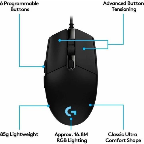 Image de LOGITECH G102 Souris de jeu légère avec éclairage RVB personnalisable, 6 boutons programmables, capteur de qualité de jeu, suivi 8 K dpi, couleur 16,8 mn, poids léger (noir) - Unbranded