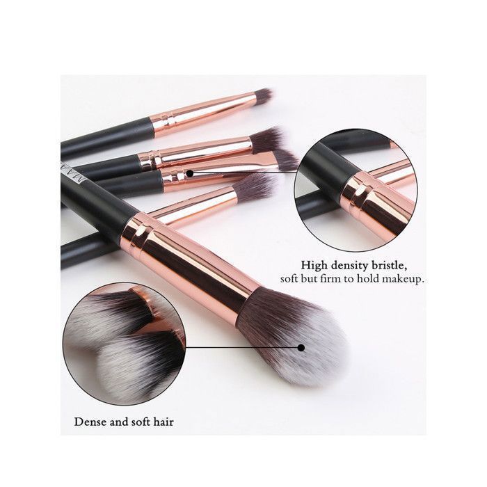 Image de Lot de 20 pinceaux de maquillage, manche noir, tube doré - Unbranded