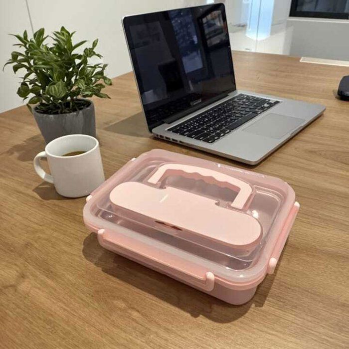 Image de Lunch Box Isotherme avec 4 Compartiments + Cuillère et Fourchette en Inox – Parfait pour l'École et le Travail