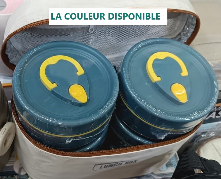 Image de Lunch Box isotherme portable en acier inoxydable, 4 récipients isothermes pour repas avec sac