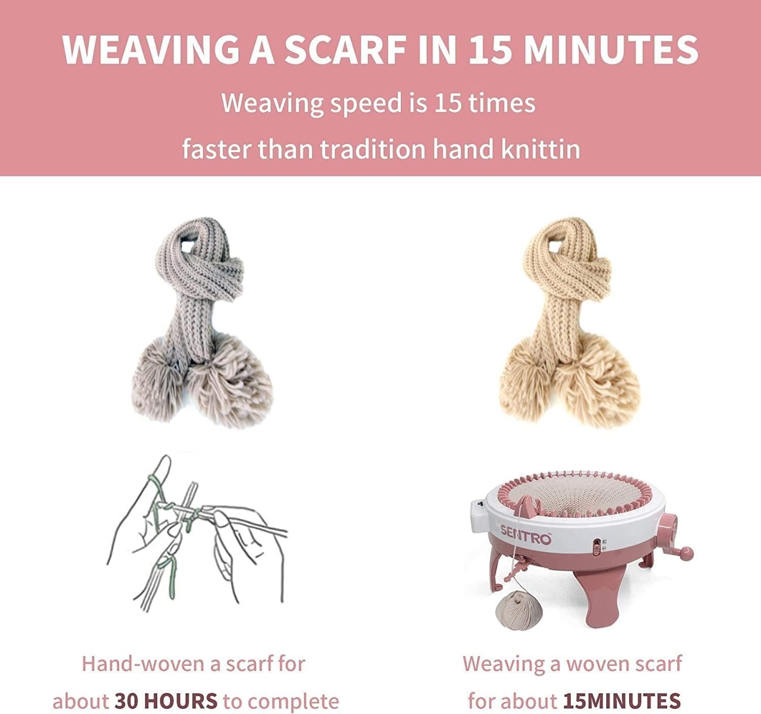 Machine à Tricoter 48 Aiguilles - Idéale pour Accessoires DIY