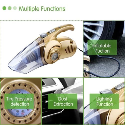 Image de Ménage et Soin Auto 4 en 1 - Aspirateur de Voiture, Compresseur et Testeur de Pression - Unbranded