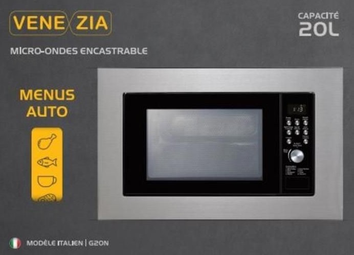 Image de MICRO ONDE VENEZIA encastrable 1400 W en couleur gris et noir - Unbranded