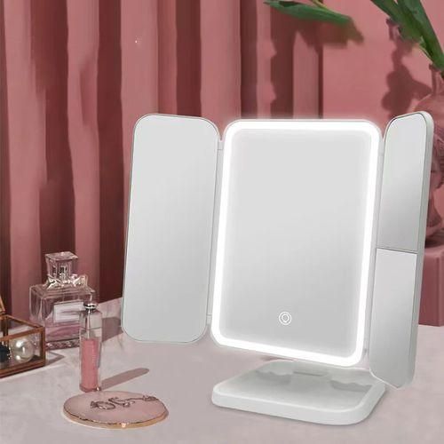 Image de Miroir Grossissant Pliable 3x, 3 Modes de Lumière, USB-C Rechargeable. - Unbranded
