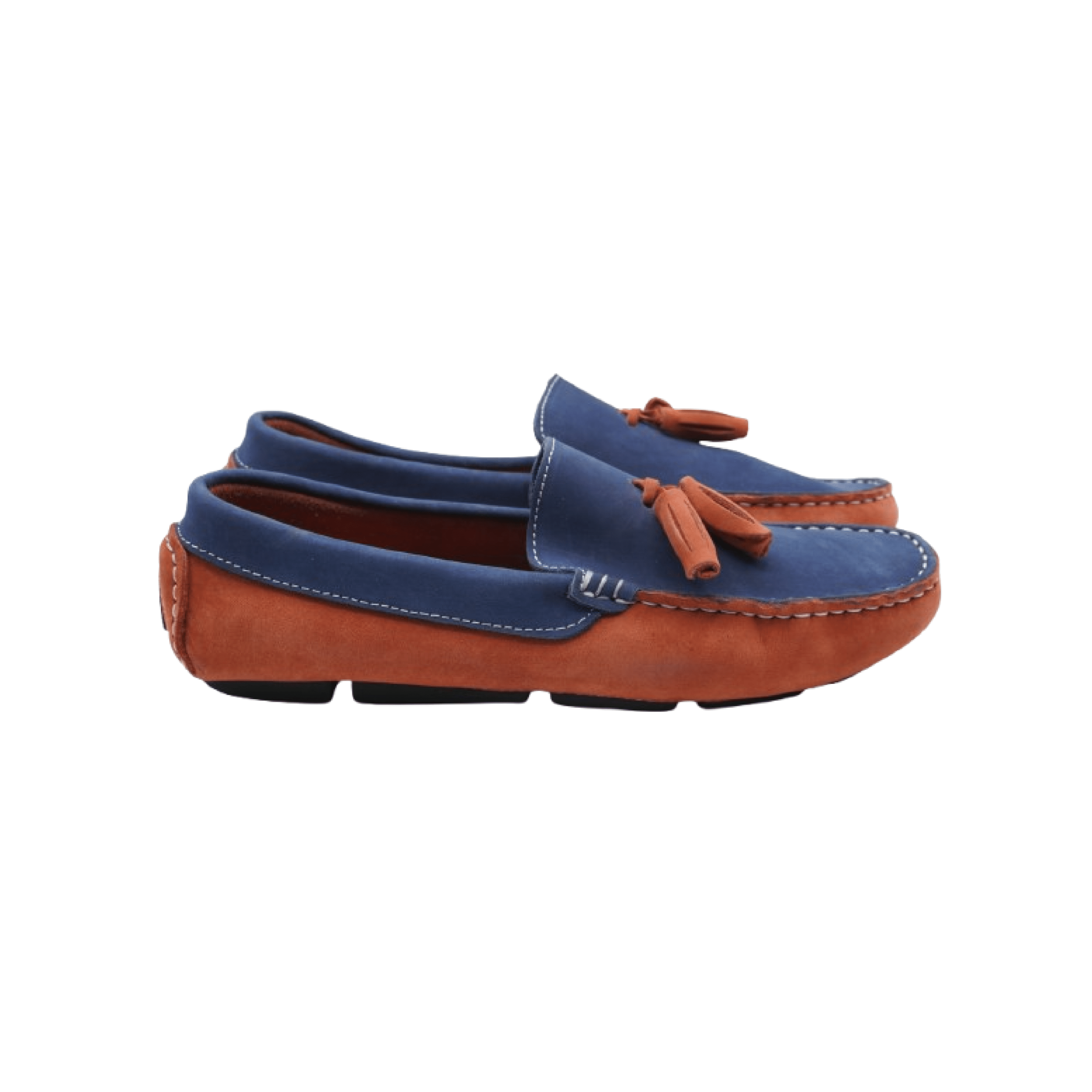 Mocassins Hommes en  Daim Orange et Bleu