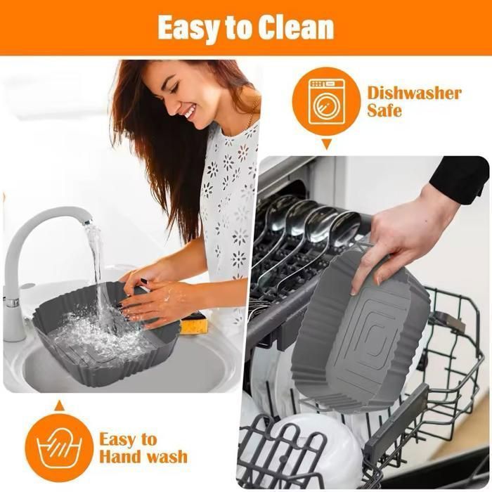 Image de Moules à Friture - Silicone - 20CM - Réutilisables - Résistants à la chaleur - Pour Friteuse à air Couleurs aleatoires - Unbranded