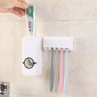Image de Moulin à dentifrice automatique – Distributeur sans contact avec support pour brosses - Unbranded
