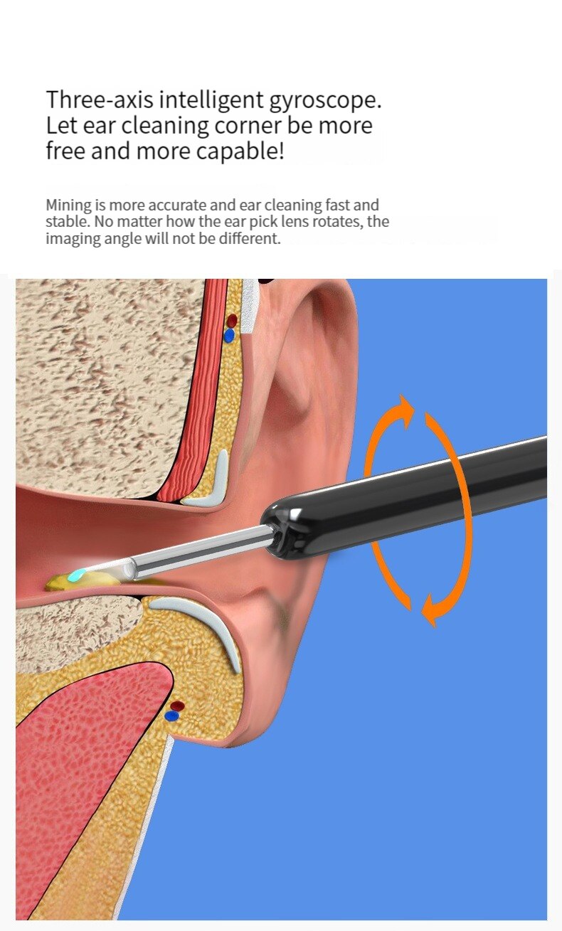 Image de Nettoyeur d'oreille intelligent sans fil avec caméra otoscope endoscope - Unbranded