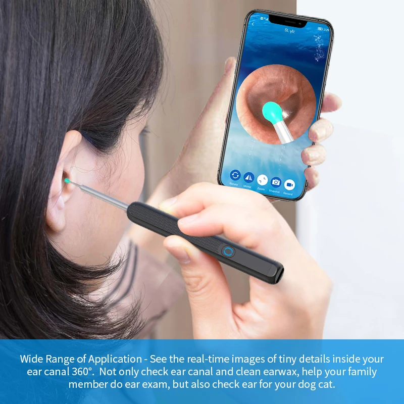 Image de Nettoyeur d'oreille intelligent sans fil avec caméra otoscope endoscope - Unbranded