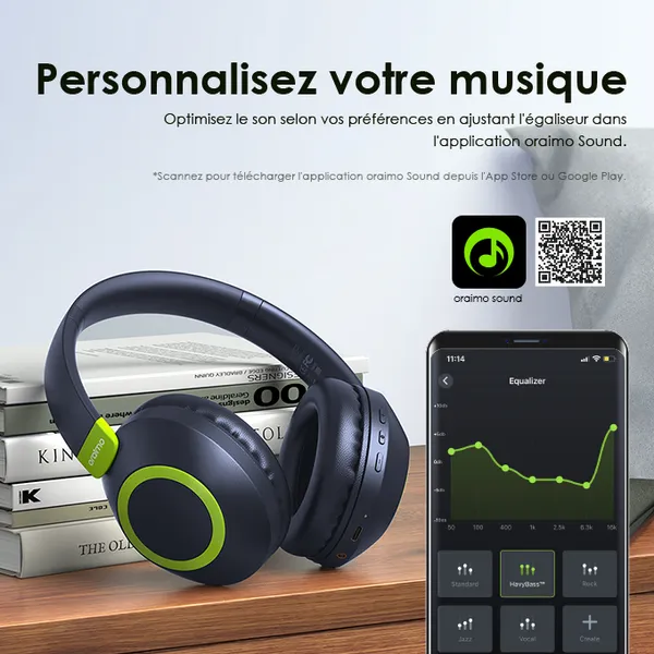 oraimo BoomPop2S Casque supra-auriculaires sans fil ENC