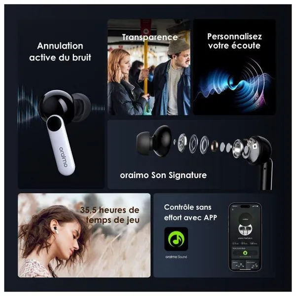 oraimo FreePods 4 Écouteurs sans fil véritables ANC