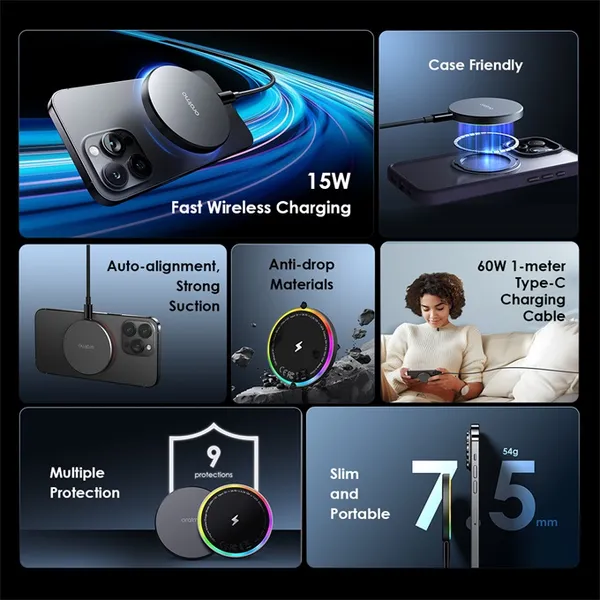 oraimo PowerDock Tapis de chargement sans fil 15 W