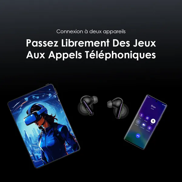 Oraimo SpaceBuds, Écouteurs ANC 50dB, Réduction de Bruit, Commandes Vocales