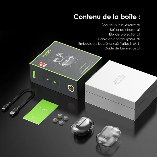 oraimo SpaceBuds Pro ANC hybride adaptatif Véritables écouteurs sans fil