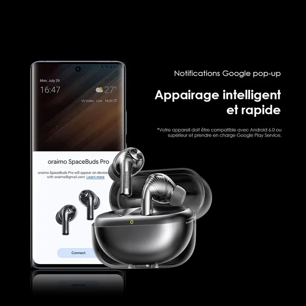 oraimo SpaceBuds Pro ANC hybride adaptatif Véritables écouteurs sans fil