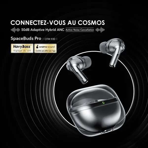 oraimo SpaceBuds Pro ANC hybride adaptatif Véritables écouteurs sans fil