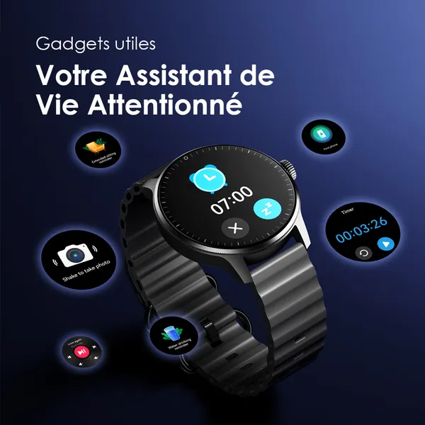 oraimo Watch 5R Pro AMOLED 1,43" Montre intelligente IP68 à interface flottante 2.5D