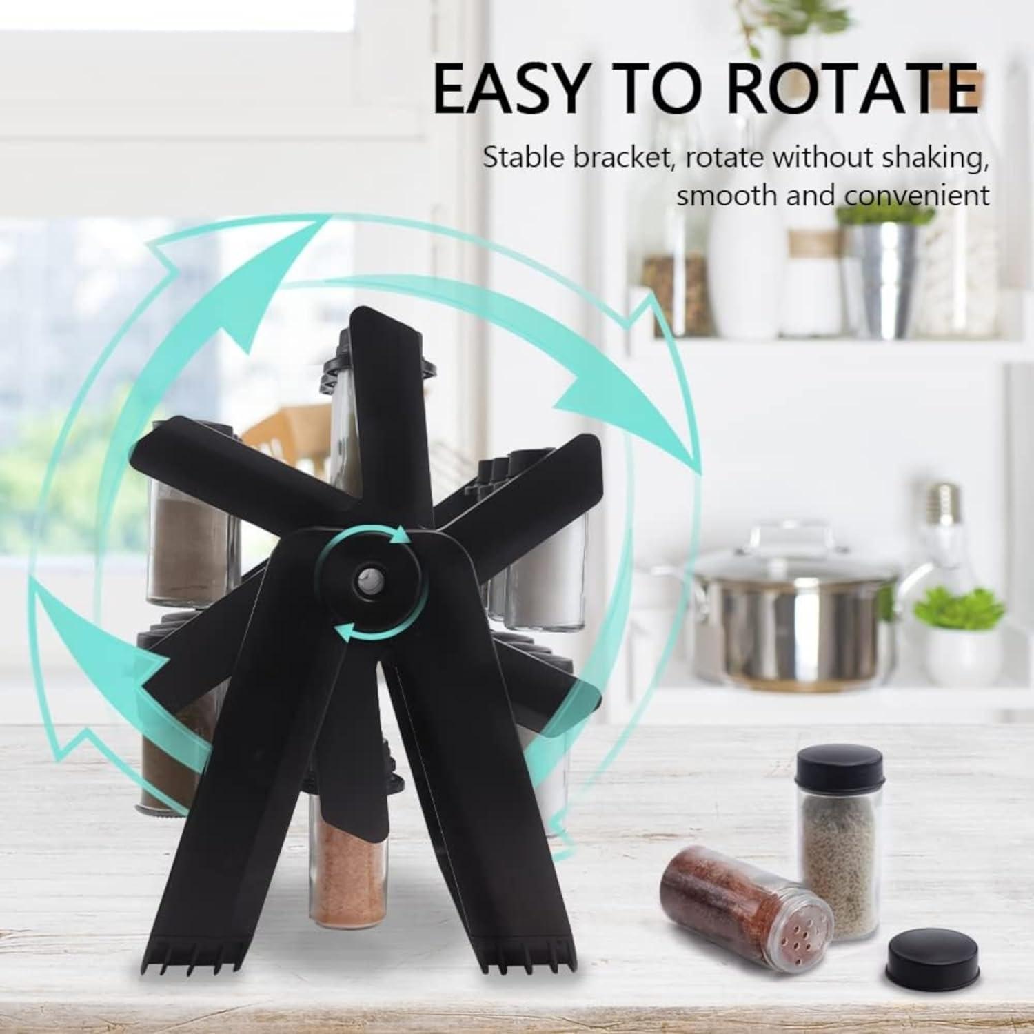 Image de Organisateur de Cuisine SANTORINI : Étagère Rotative à Épices avec 18 Pots en Verre - Unbranded