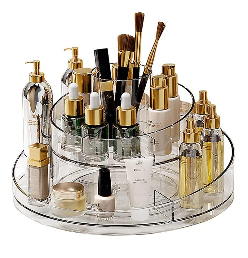 Image de Organisateur de maquillage et parfums – Rangement transparent à double étage - Unbranded