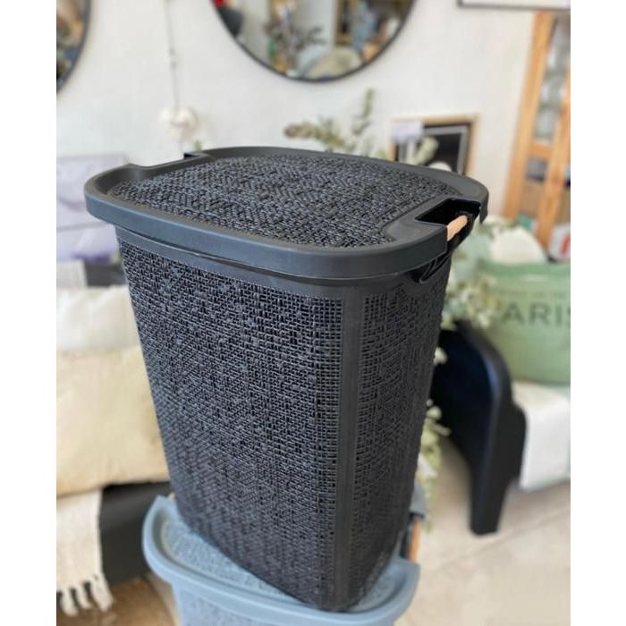 Image de Panier à linge - Marque inconnue - 60L - Couverture - Couleurs aléatoires - Noir, gris ou beige - Unbranded