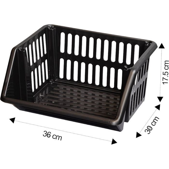 Image de Panier de rangement - 2Paniers - Multifonction - Noir - Empilables - Fruits et légumes - Unbranded