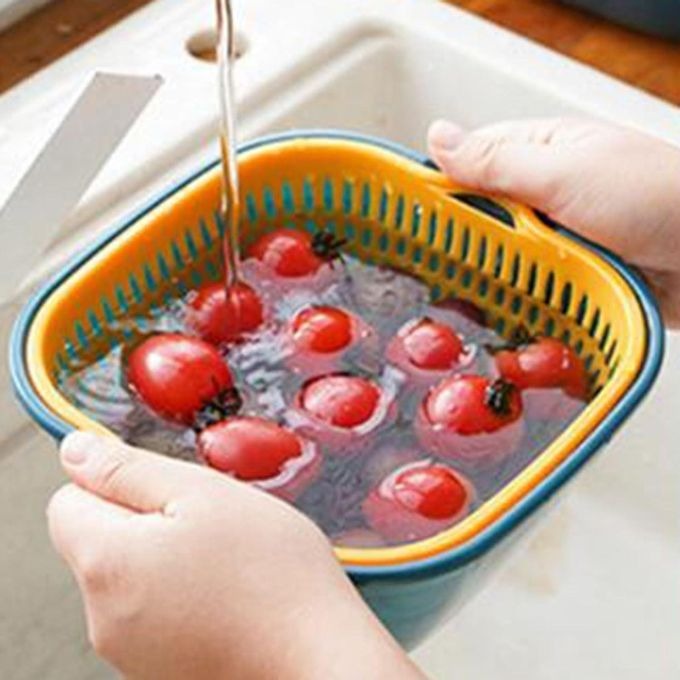 Image de Passoire de Cuisine Double Couche – Système de Drainage et de Stockage Pratique - Unbranded