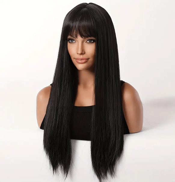 Image de Perruque Cheveux synthétique Avec Frange Noir, Marron - Unbranded