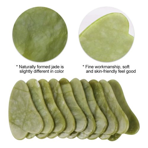 Image de Pierre Naturel Gua Sha Jade, Outil de massage visage, anti-stress, relaxation, Grattoir Facial - Unbranded