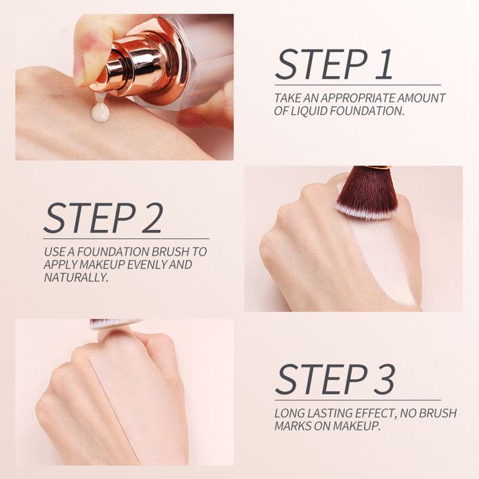 Image de Pinceau à fond de teint - Maange - Noir - Poignée noire - Tube doré - Doux pour peau mature - Unbranded